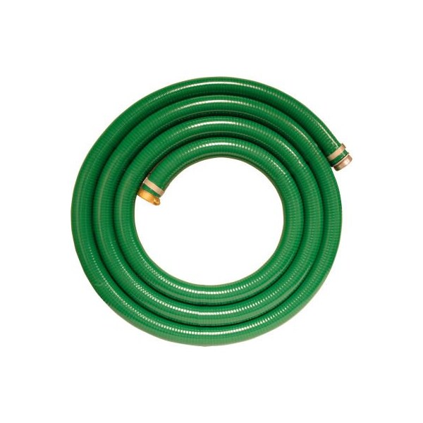 Apache 6" x 20' Green PVC Water Suction Hose Assembly Coupled w/ M x F Aluminum Short Shank Fittings 98128140 - main